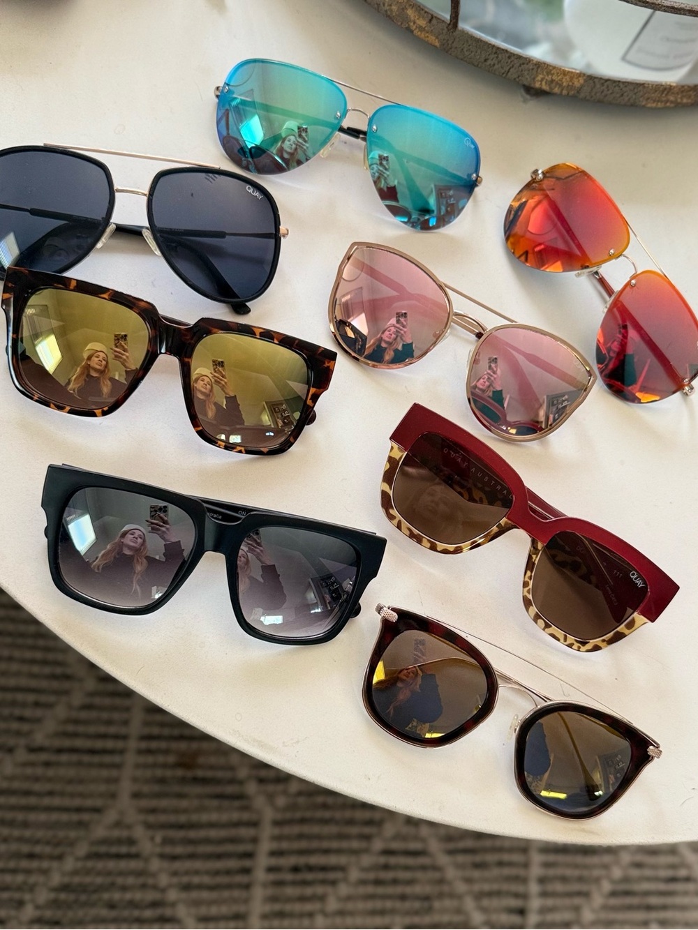 Quay Australia Sunglasses Lot - Blue, Black, Tortoise, Red, Pink, Gold Lenses